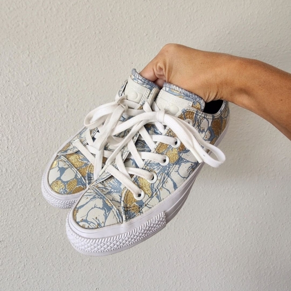 CONVERSE x Patbo leather floral metallic gold Chuck Taylors SIZE 6 womens - Picture 2 of 5